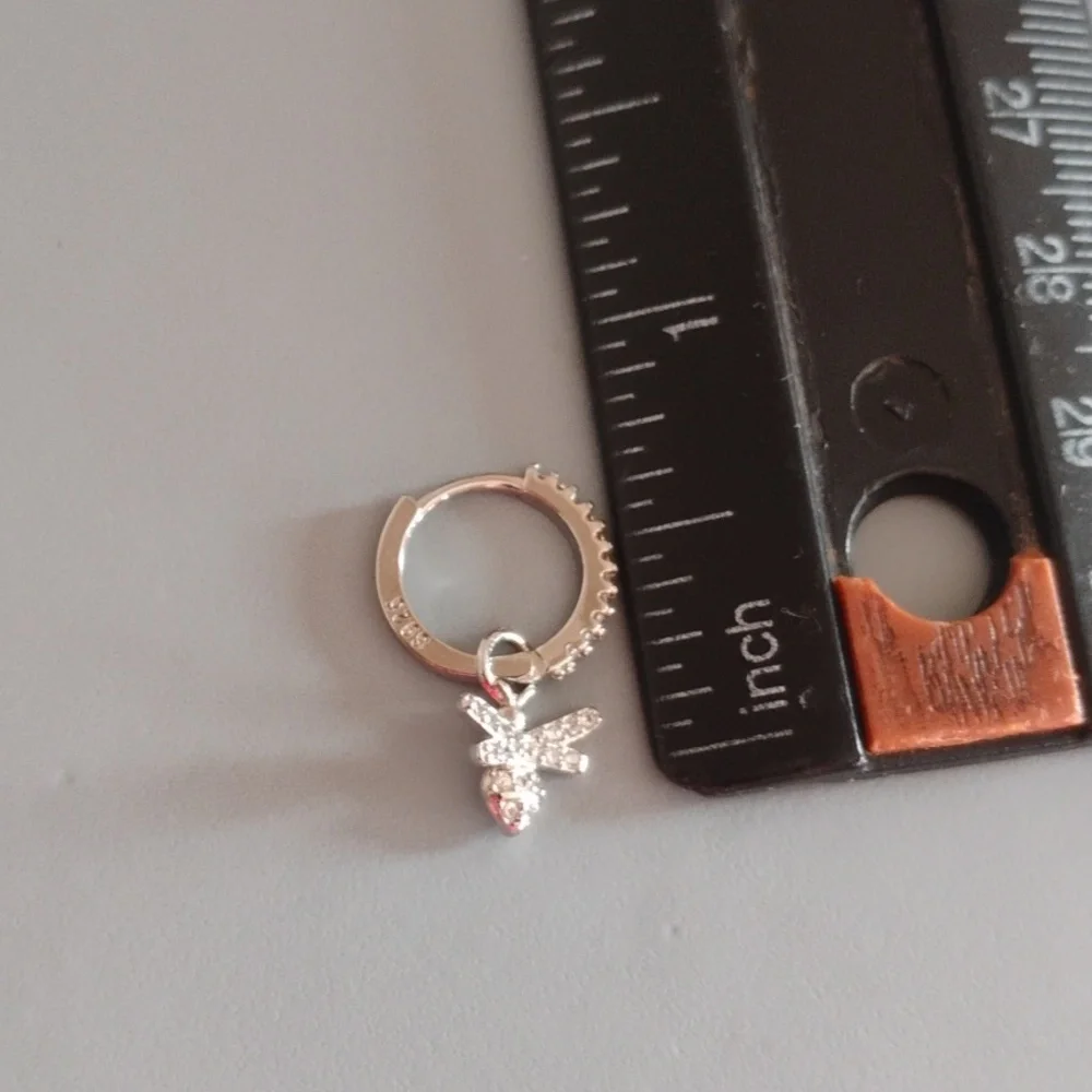 Elegant Sterling Silver Butterfly Hoop Earrings - Picture 3 of 4